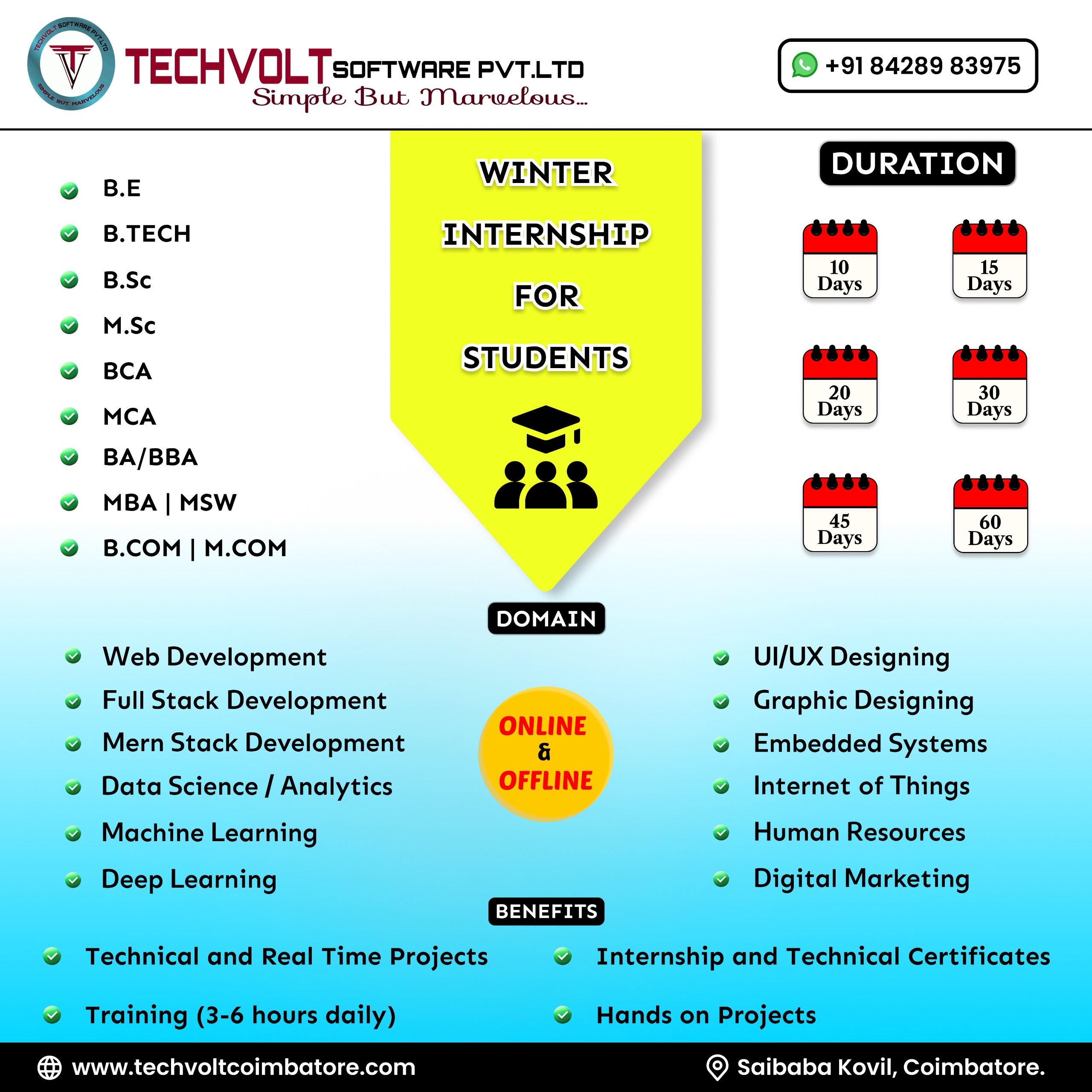Full Stack & ML-Data Science | Winter Internship | Techvolt Coimbatore