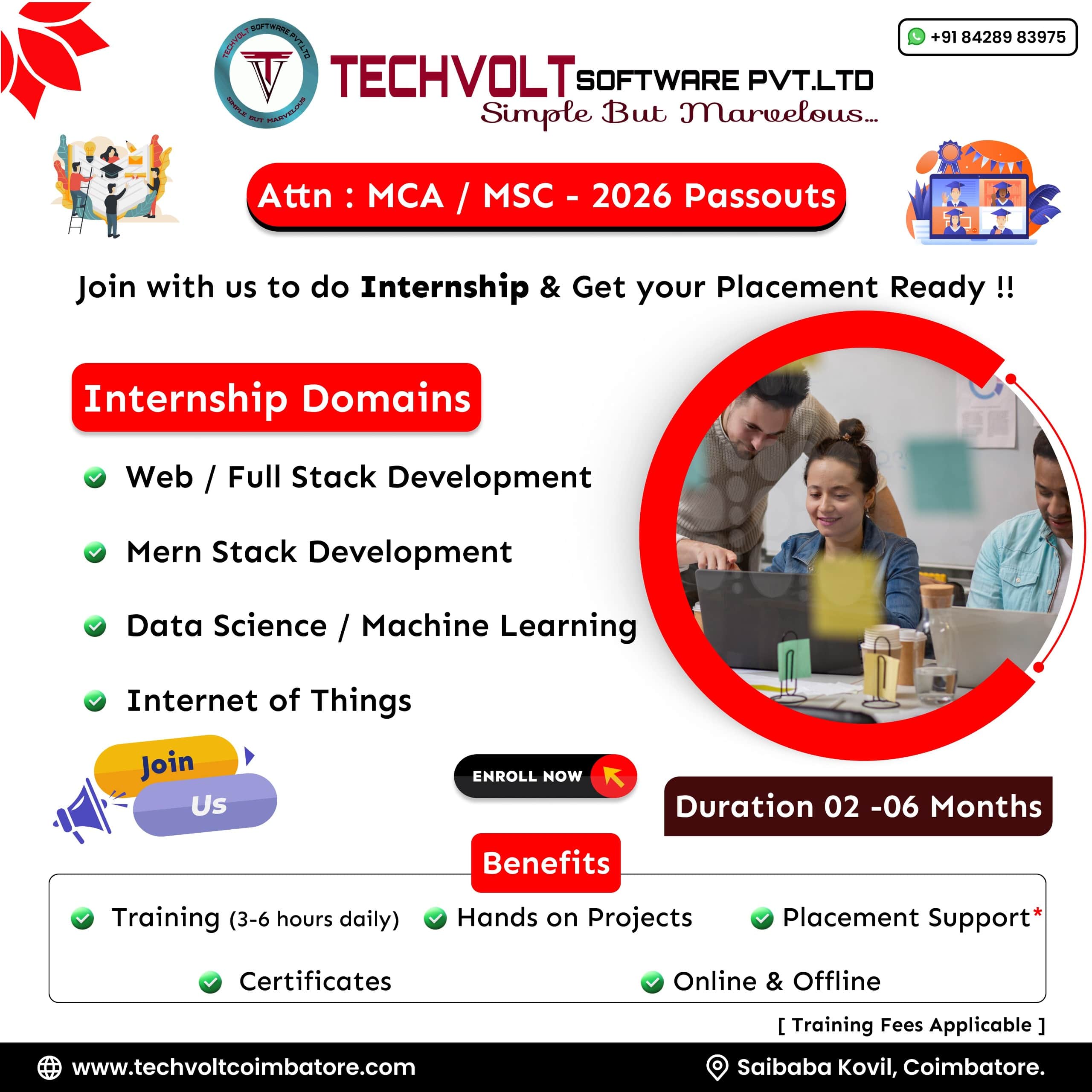 Full Stack & Data Science Winter Internship for Students Techvolt Cbe