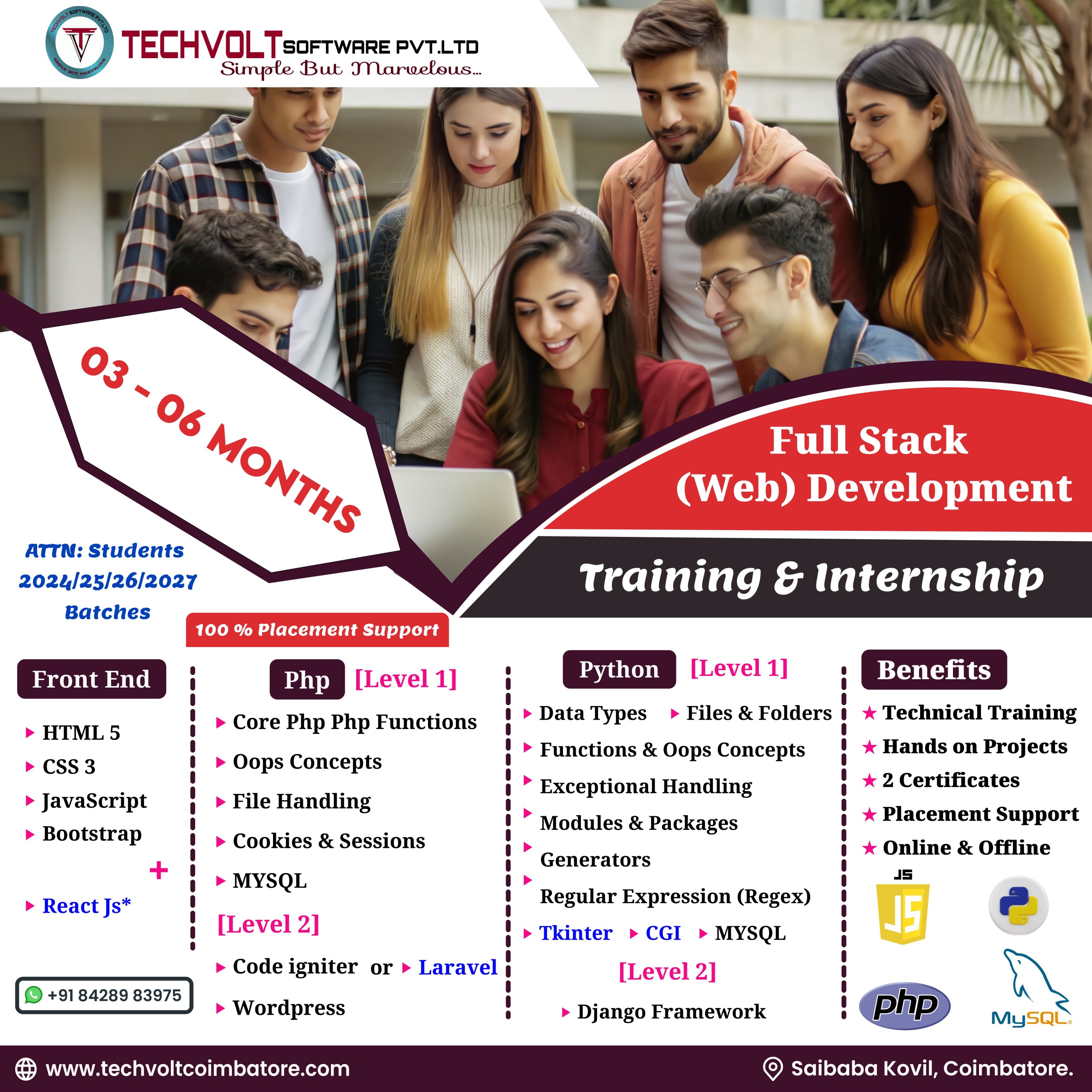 Summer Internship| Internship at Techvoltsoftware | Full Stack Course